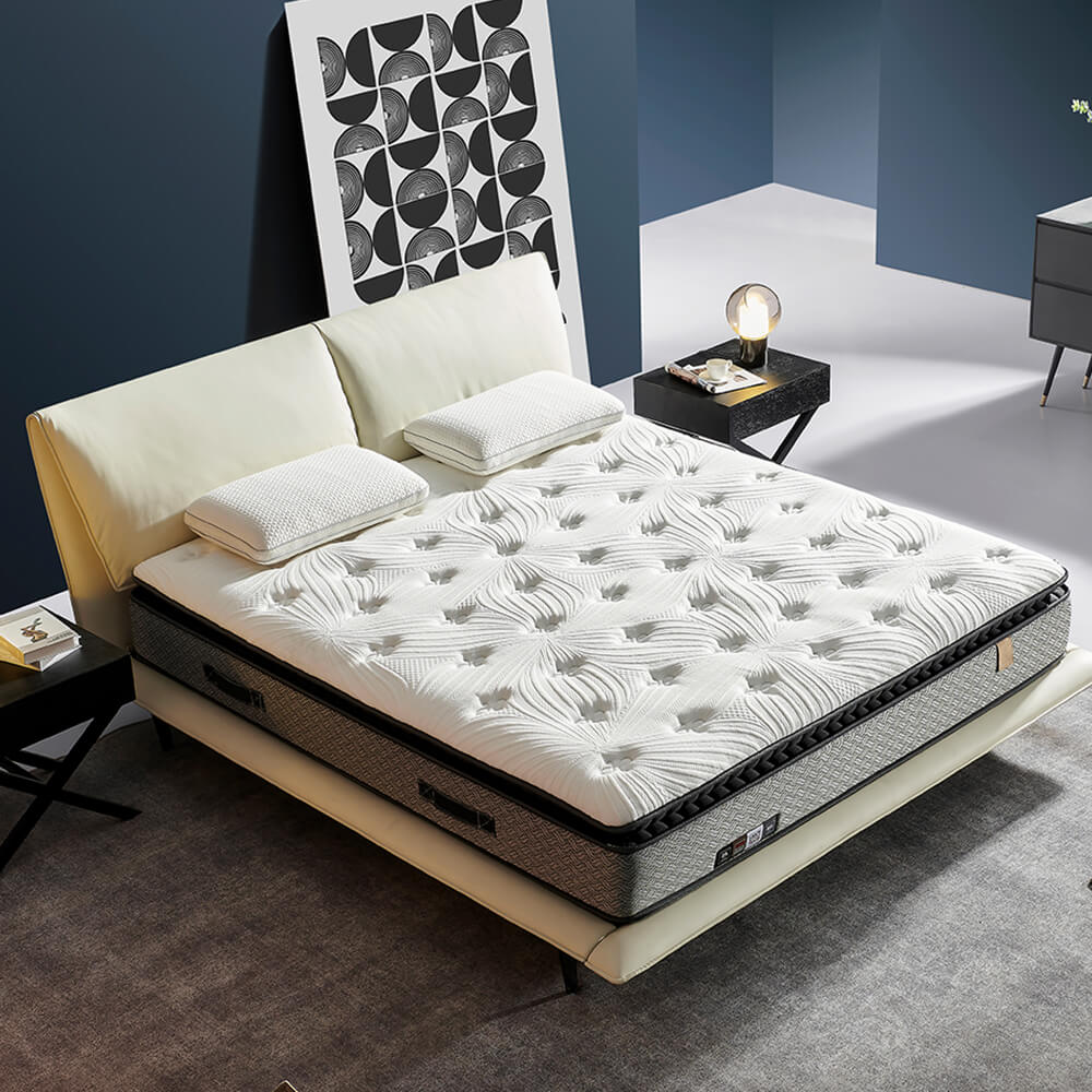 Hybrid Pillow Top Bed Mattress in Box, Momory Foam and Pocket Coils Innerspring Mattresses, Pressure Relief, Medium Firm Plush Feel